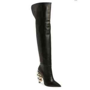 New! Keeyahri Zerina Pointed Toe Over the Knee Boot Black 36.5 6.5 US DD309